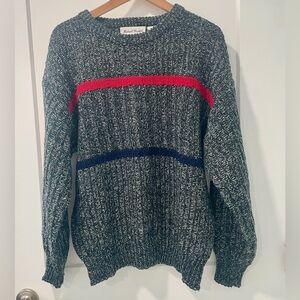 VNTG 80s 90s Michael Gerald Cable Knit Chunky Dad Core Pullover Grey Sweater (L)